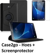 Draaibare hoes voor de Case2go - Tablet hoes geschikt voor Samsung Galaxy Tab A 10.1 (2016/2018) + screenprotector - Zwart