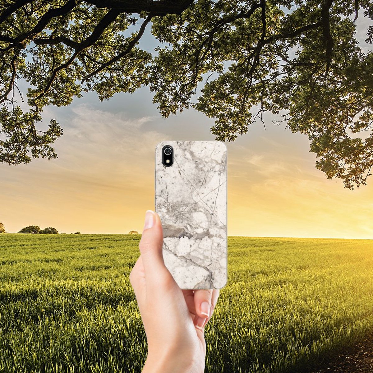 Xiaomi Redmi 7A TPU Siliconen Hoesje Marmer Beige