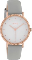 OOZOO Timepieces - Rosé goudkleurige horloge met steengrijze leren band - C10420