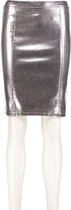 Only zilverkleurige leerlook rok - Maat 34