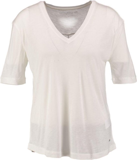 Tommy hilfiger soepel snow white viscose shirt Maat XXL Tommy hilfiger soepel snow white viscose shirt Maat XXL