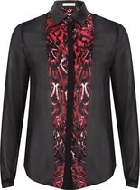 Supertrash zwarte blouse met leerlook details - Maat 38