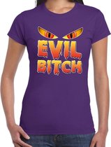 Halloween Evil Bitch verkleed t-shirt paars voor dames S