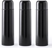 3x RVS thermosfles/isoleerkan 500 ml zwart - Thermoskannen - Isolatiekannen