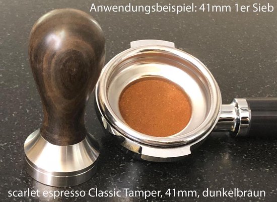 Scarlet espresso | Presse-purée « Passion » pour barista ; avec manche ergonomique en PVC ou en bois précieux au choix et base en acier inoxydable de