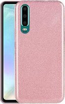 Huawei P30 Hoesje - Glitter Back Cover - Roze