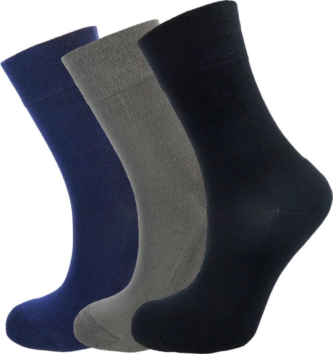 Bamboe sokken - 3 paar - zwart, grijs en navy blauw - maat 37-40