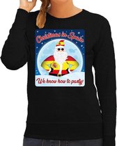 Foute Spanje Kersttrui / sweater - Christmas in Spain we know how to party - zwart voor dames - kerstkleding / kerst outfit XS (34)