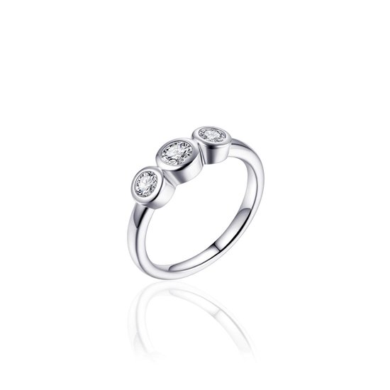 Jewels Inc. Bague - Zircone Blanche - Argent Massif Rhodié - Taille 52