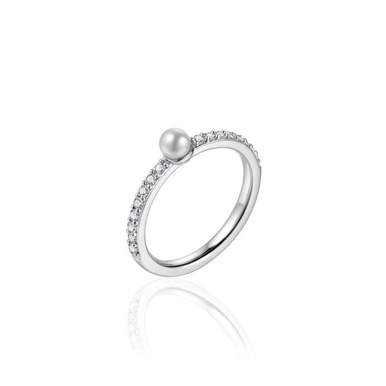 Jewels Inc. - Ring - Met parel band gezet met Zirkonia Stenen - 4mm Breed -  Maat 58 -... | bol.com