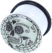Glow in the dark Spiderweb Skull Plug - 16MM
