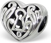 Sierlijk hart met slot bead | Bedel | Zilverana | geschikt voor Biagi , Pandora , Trollbeads armband | 925 zilver