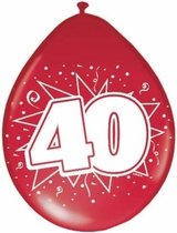16x Rode ballonnen 40 jaar jubileum thema - Verjaardag feestartikelen en huwelijk versieringen