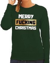 Foute kersttrui / sweater  Merry fucking christmas groen voor dames - kerstkleding / christmas outfit XS