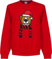 Hond Rood / Zwart Supporter kersttrui - Rood - Kinderen - 152