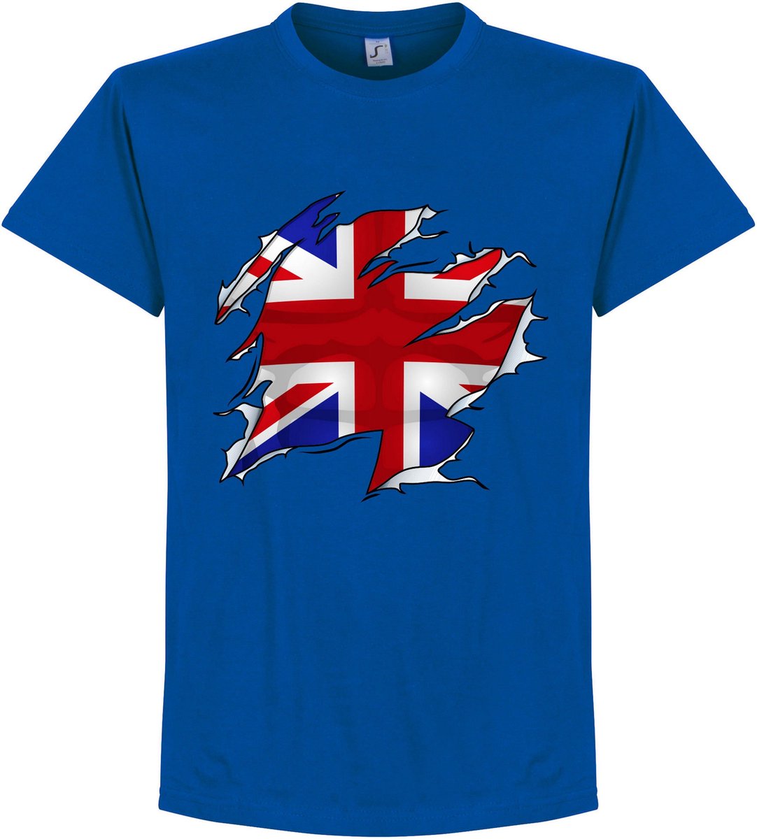 Groot Brittannië Ripped Flag T-Shirt - Blauw - XXXL