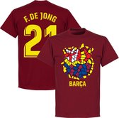 Barcelona F. De Jong 21 Gaudi Logo T-Shirt - Bordeaux Rood - XL