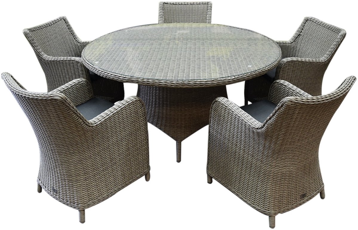 Bilbao Riccione dining tuinset 150 cm rond 6-delig grijs