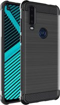 IMAK Vega Series Motorola One Action Hoesje Geborsteld TPU Zwart