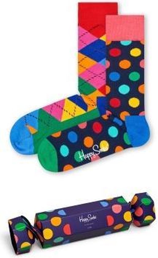 Happy Socks Unisex 2Pack Christmas Cracker Big Dot Gift Box Sokken