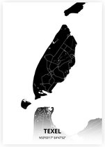 Texel plattegrond - A4 poster - Zwarte stijl