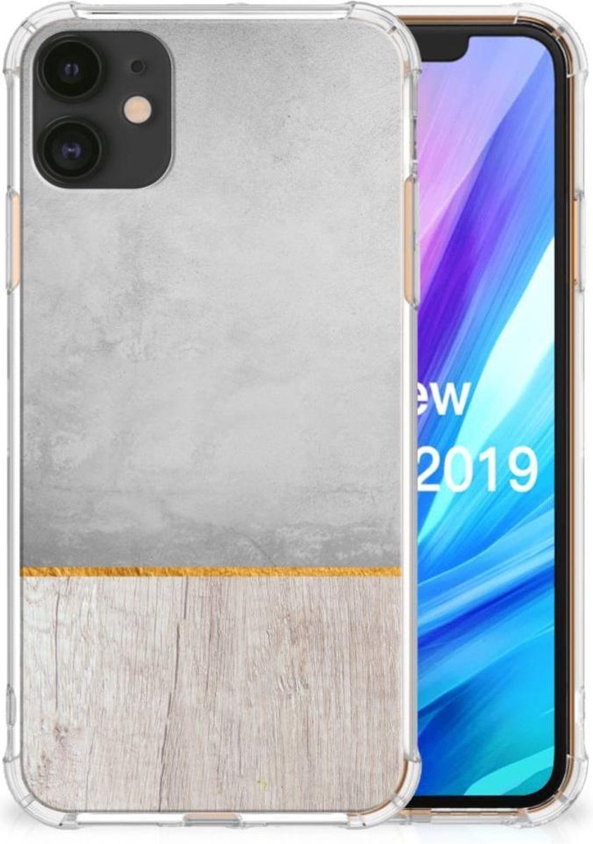 Apple iPhone 11 Stevig Telefoonhoesje Wood Concrete