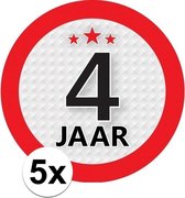5x 4 Jaar leeftijd stickers rond 9 cm - 4 jaar verjaardag/jubileum versiering