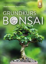 Boek 'Grundkurs Bonsai' met op de voorkant een gedetailleerde foto van een kleine bonsai boom met groene bladeren.