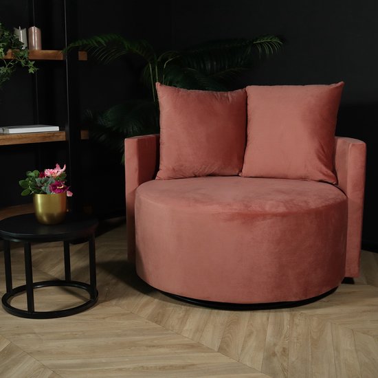 Fauteuil causeuse velours vieux rose fauteuil pivotant