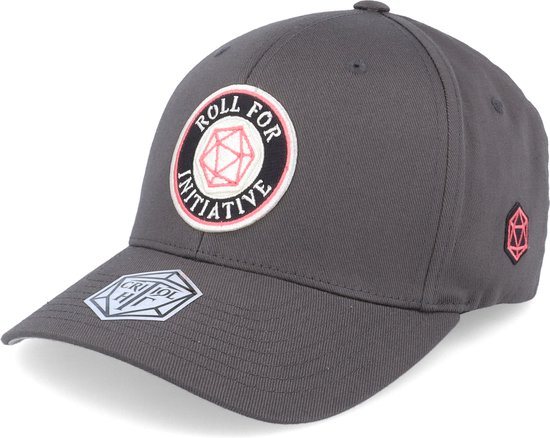 Hatstore- Roll For Initiative Logo Dark Grey - Flexfit Cap