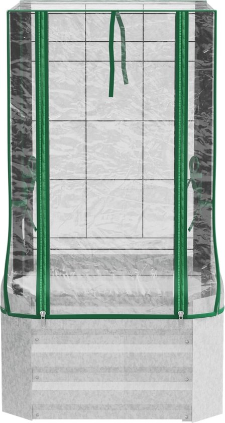 Outsunny Kas, Tuinkas met Plastic Bekleding, UV-bestendig, 3 Lagen, Ritssluiting Deuren, Wit