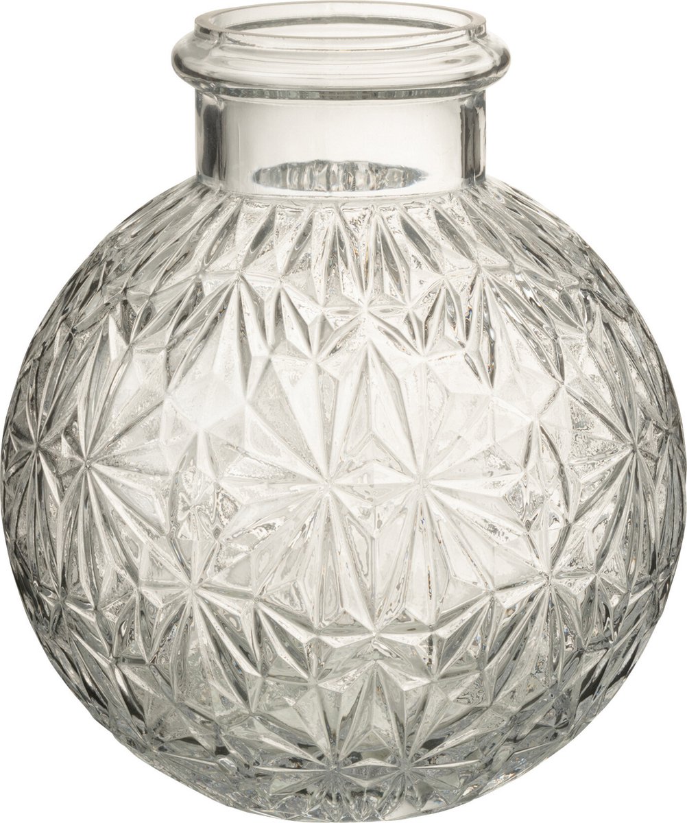J-Line vaas Bol Geslepen - glas - transparant - small - Ø 18 cm