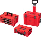 Qbrick System PRO RED ULTRA HD gereedschapswagenset Lade 3 Gereedschapskoffer 2.0 Expert gereedschapskoffer 450 x 310 x 244 mm 13,5 l + PRO Technik Case 2.0 gereedschapskoffer 450 x 332 x 171 mm 12 l + PRO Cart 2.0 490 x 415 x 660 mm 42 l s