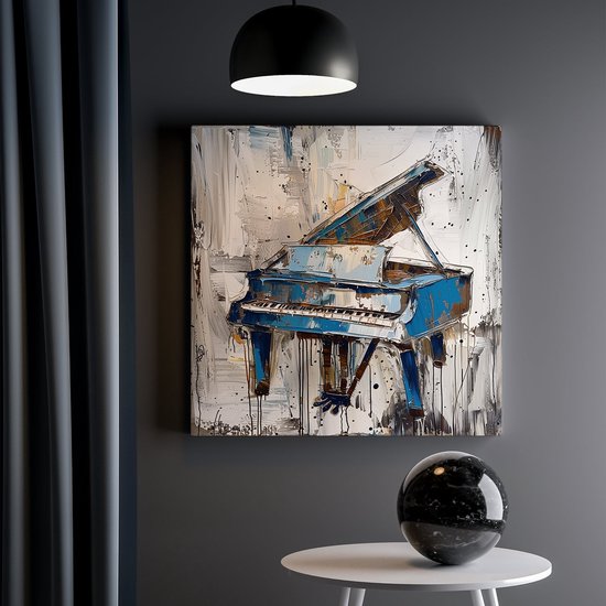 Artaza Canvas Schilderij Abstract Kunstwerk van een Blauwe Piano - Foto Op Canvas - Canvas Print