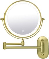 Make-up spiegel wand 10x vergrotend met dimbare LED verlichting mat goud