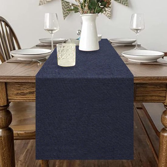 Tafelloper Modern 40 x 140 cm Blauw Grijs Linnen voor Lente Zomer Abstract Tafelkleed Eetkamer Party Kamer Thuis Keuken Kerstmis