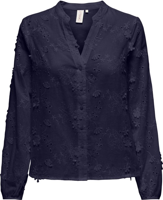 Only Blouse Onlcille Zoe Ls V-neck Shirt Wvn 15319216 Evening Blue Dames Maat - XL
