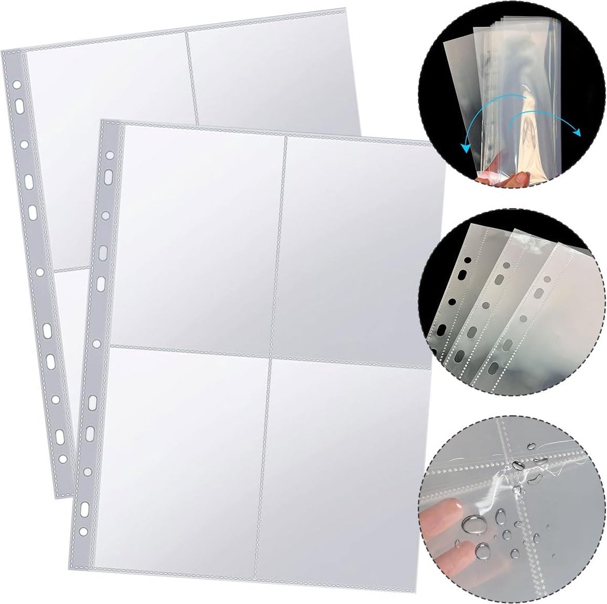 40 stuks A4 fotomappen, doorzichtige hoezen met metalen ringen, voor foto's en ansichtkaarten, reservepagina's (210 x 150 mm 40 stuks A4 fotomappen, doorzichtige hoezen met metalen ringen, voor foto's en ansichtkaarten, reservepagina's (210 x 150 mm