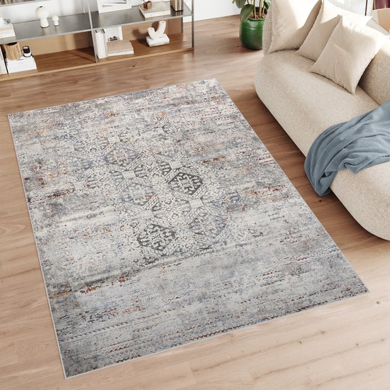 Tapiso Colorado Vloerkleed Grijs Beige Vintage Oosters Perzisch Woonkamer Slaapkamer Tapijt Maat - 200 x 300 cm