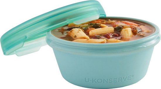 U-Konserve - Bouncebox rond 8oz / 250ml - Récipient alimentaire 100% silicone platine - Seafoam