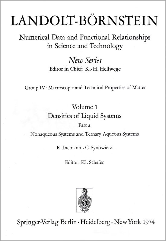 Nonaqueous Systems and Ternary Aqueous Systems Nichtwaesseri ... - cover