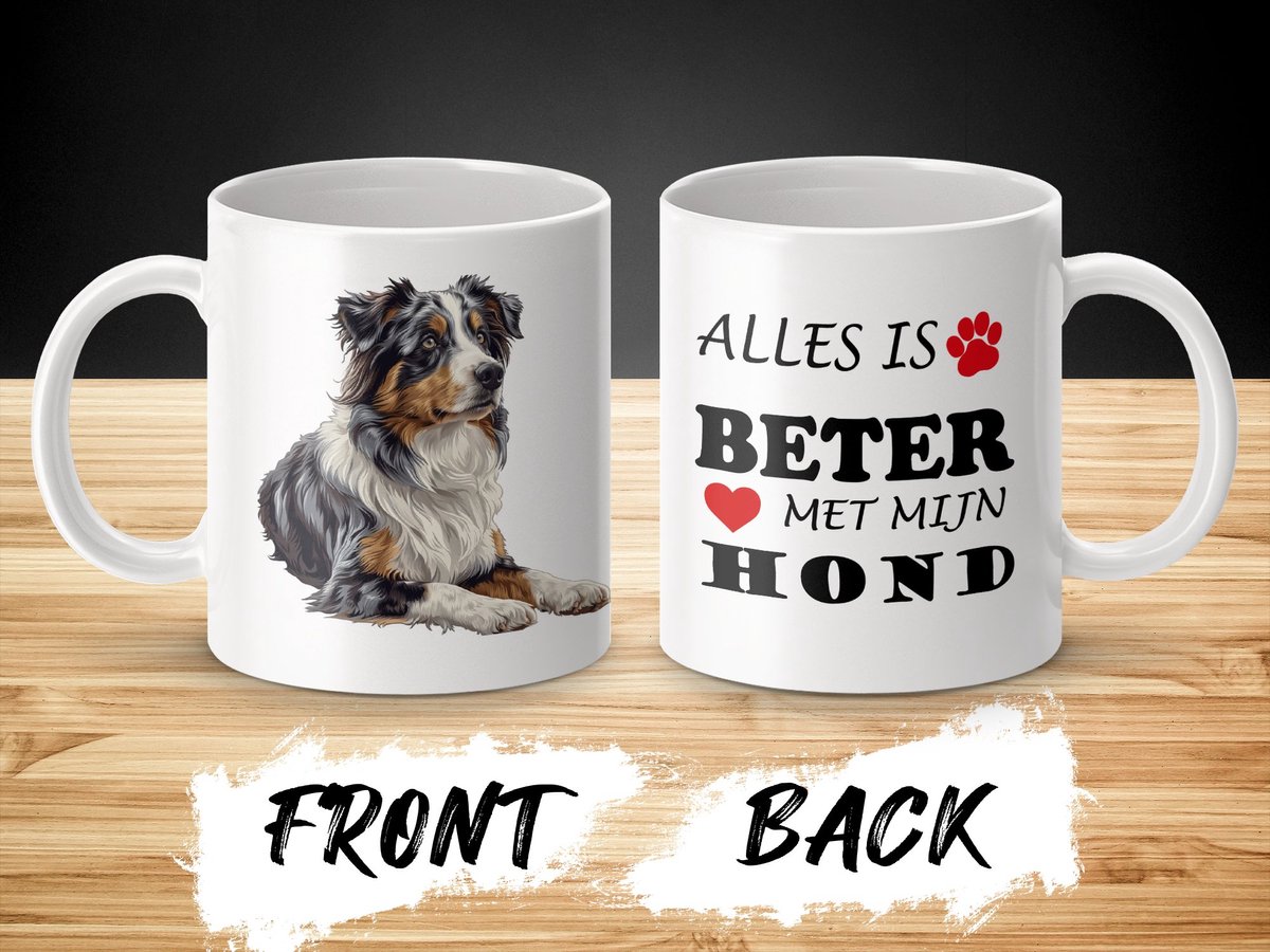Mok Australian Shepherd Alles is beter met mijn hond - dog - doglover