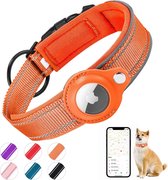 Airtag halsband - Airtag Halsband Kat en Hond - Maat L - Reflecterend en Comfortabel - Oranje