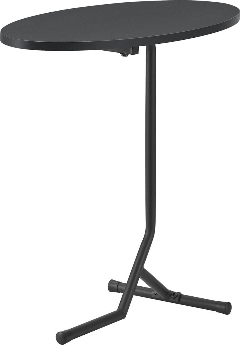 In And OutdoorMatch Bijzettafel Zizi - 55x60x30 cm - Houtkleurig en Zwart - MDF en Metaal Gepoedercoat - Stijlvol Design