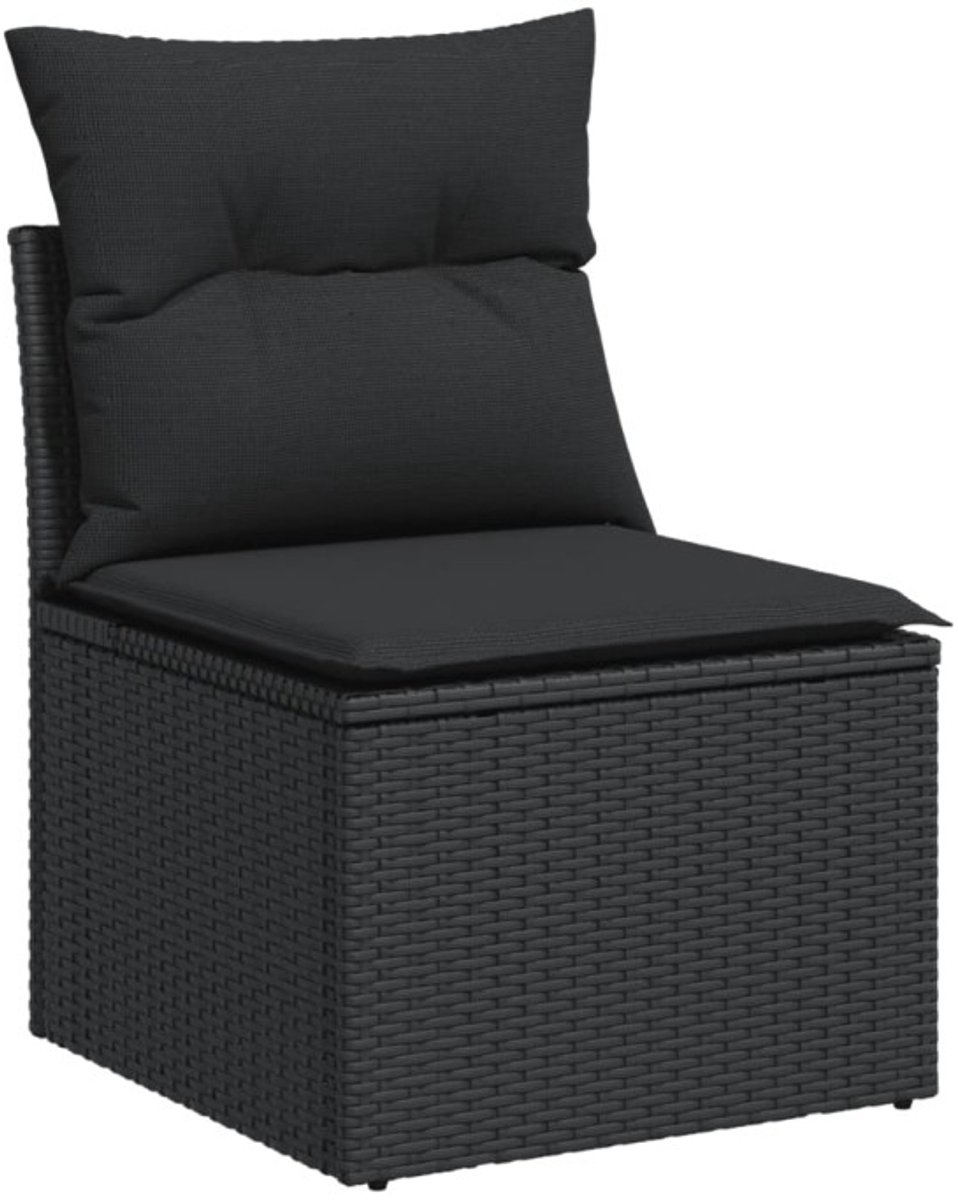 vidaXL - 6-delige - Loungeset - met - kussens - poly - rattan - zwart thumbnail 3