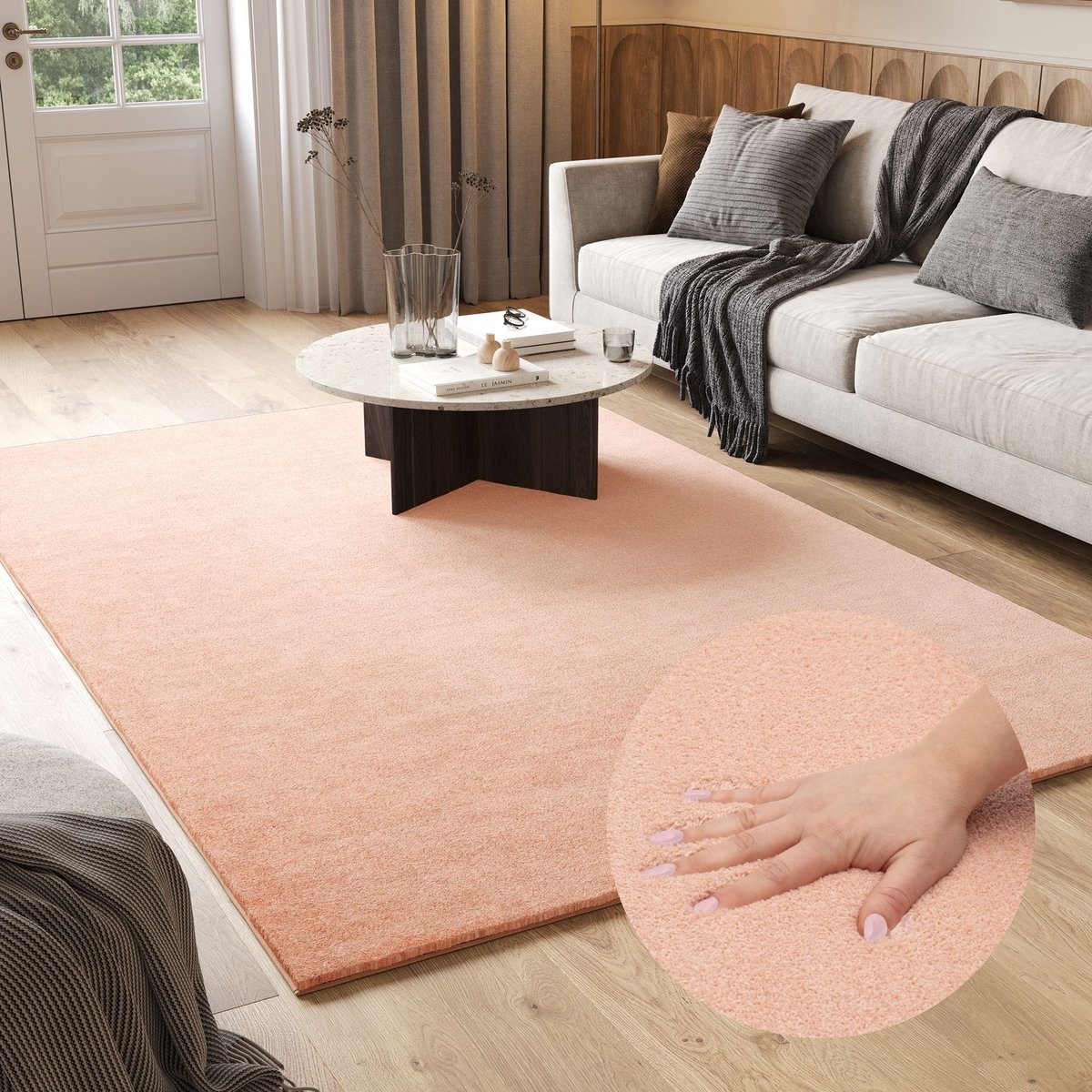Tapiso Cuddle Vloerkleed Hoogpolig Roze Antislip Woonkamer Tapijt Maat- 300x400