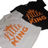 Shirt korte mouw Little king - wit - maat 68
