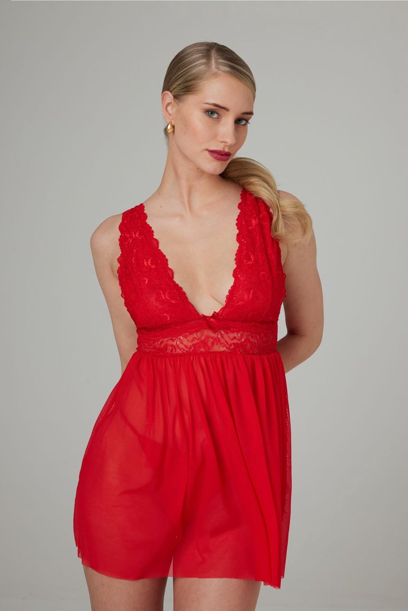 Goedkoopste Christine le Duc - Babydoll & String - Lingerie Erotisch - Lieve - Rood