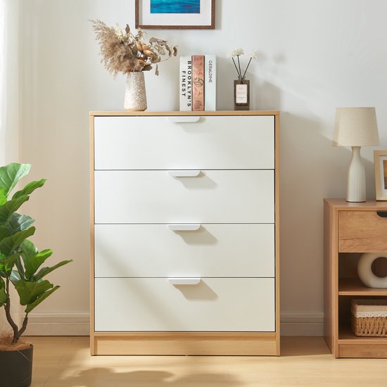 Baroni Home Commode Chambre en Mélaminé 5 Tiroirs, Meuble de Rangement Chambre à Coucher ou Salon, Commode en Bois, 60x40x110 cm