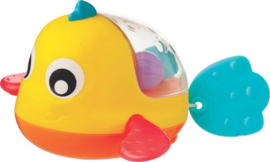 Playgro Paddellend Badvisje - Badspeelgoed - Trekspeeltje - Clownvis met spartelende vinnen - Waterspeelgoed baby - 2 kleuruitvoeringen -Speelgoed Baby - Speelgoed 1 jaar - Baby speelgoed